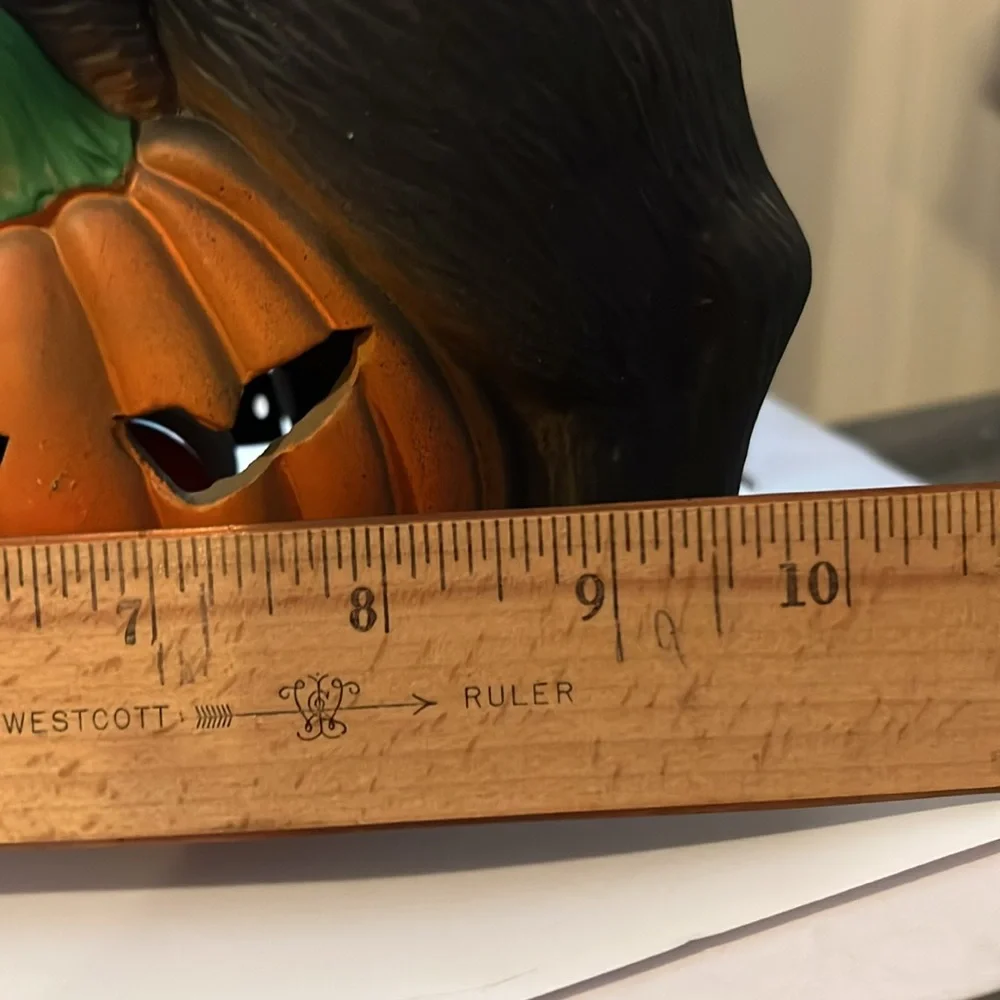 Vintage Ceramic Light up Halloween cat & pumpkin